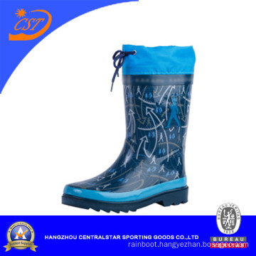 Hot Fashion Blue Rubber Rain Boots with Collar 66952